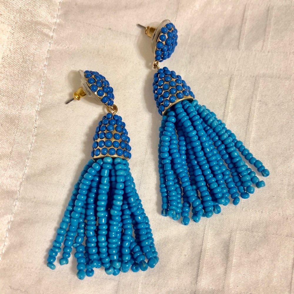 Turquoise BaubleBar Tassel Earrings